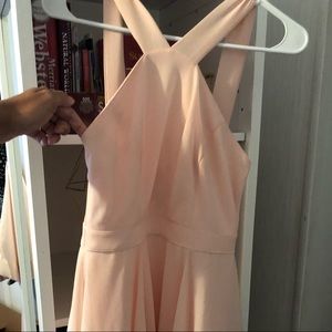 Blush pink cross neck dress